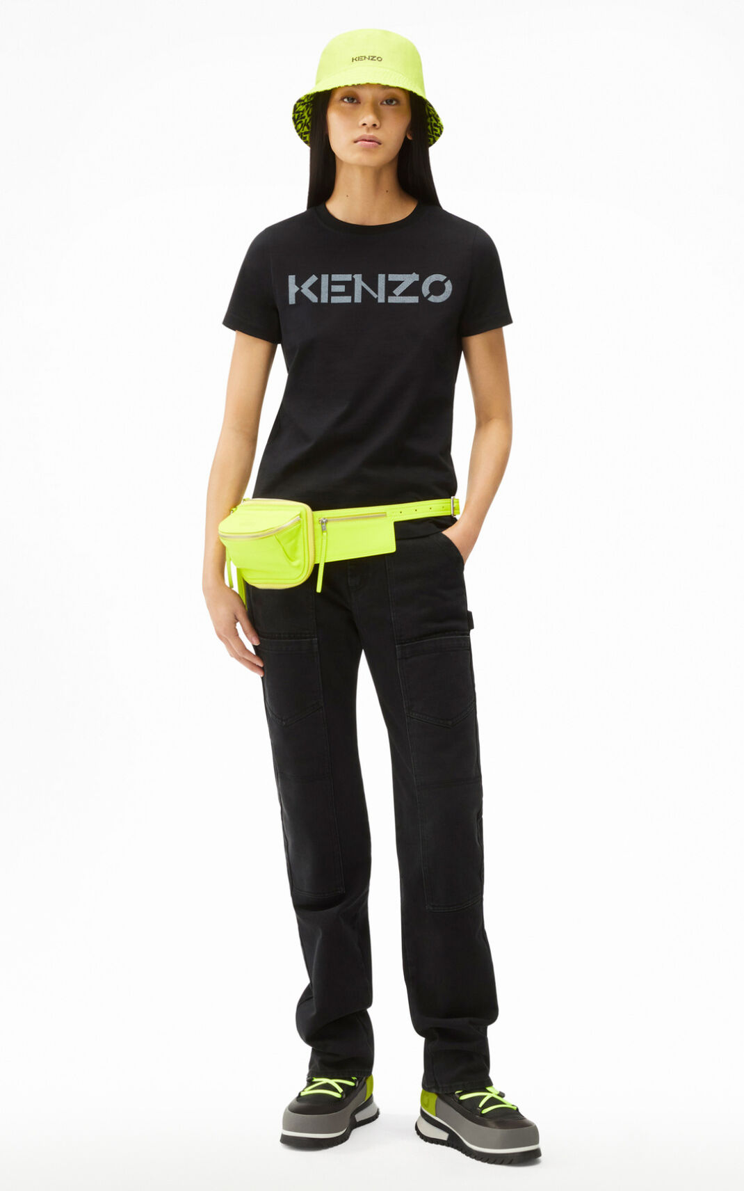 T Shirt Kenzo Femme Logo Noir BASED-5403